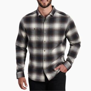 KUHL PLAID FLANNEL Neutral Work Shirt Outdoor FRONT PATCH POCKETS MENS XL